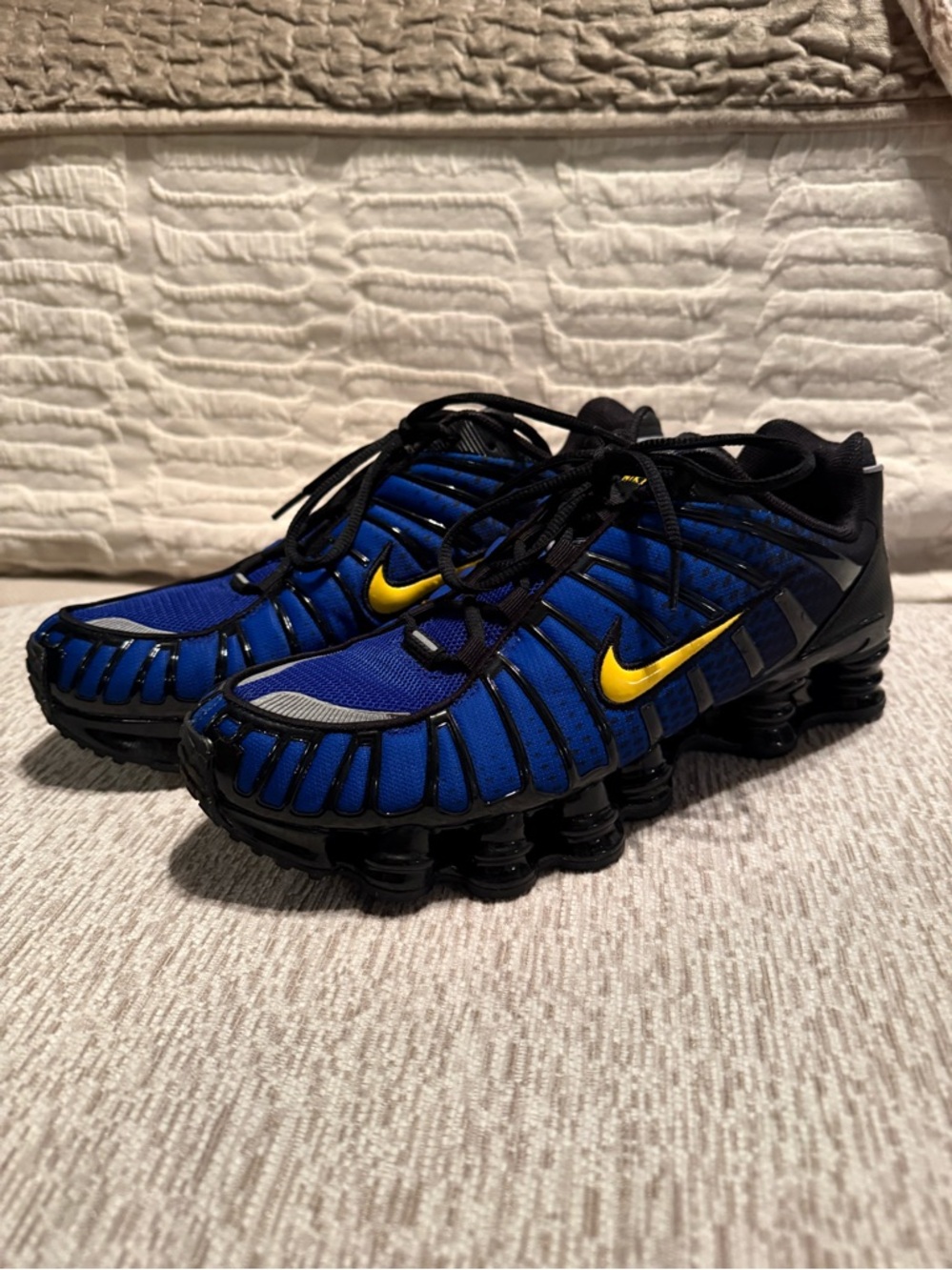 Nike Shox Black & Blue Athletic Sneakers with Cushioned Outsole